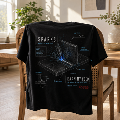 Sparks Blueprint Tee — "Earn My Keep"