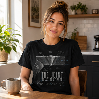 The Joint Tells the Truth tee | Anatomical Spine X-ray design