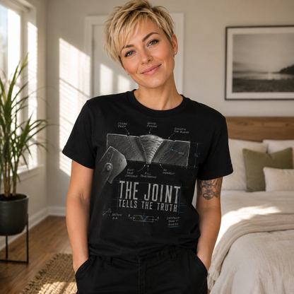 The Joint Tells the Truth tee | Anatomical Spine X-ray design