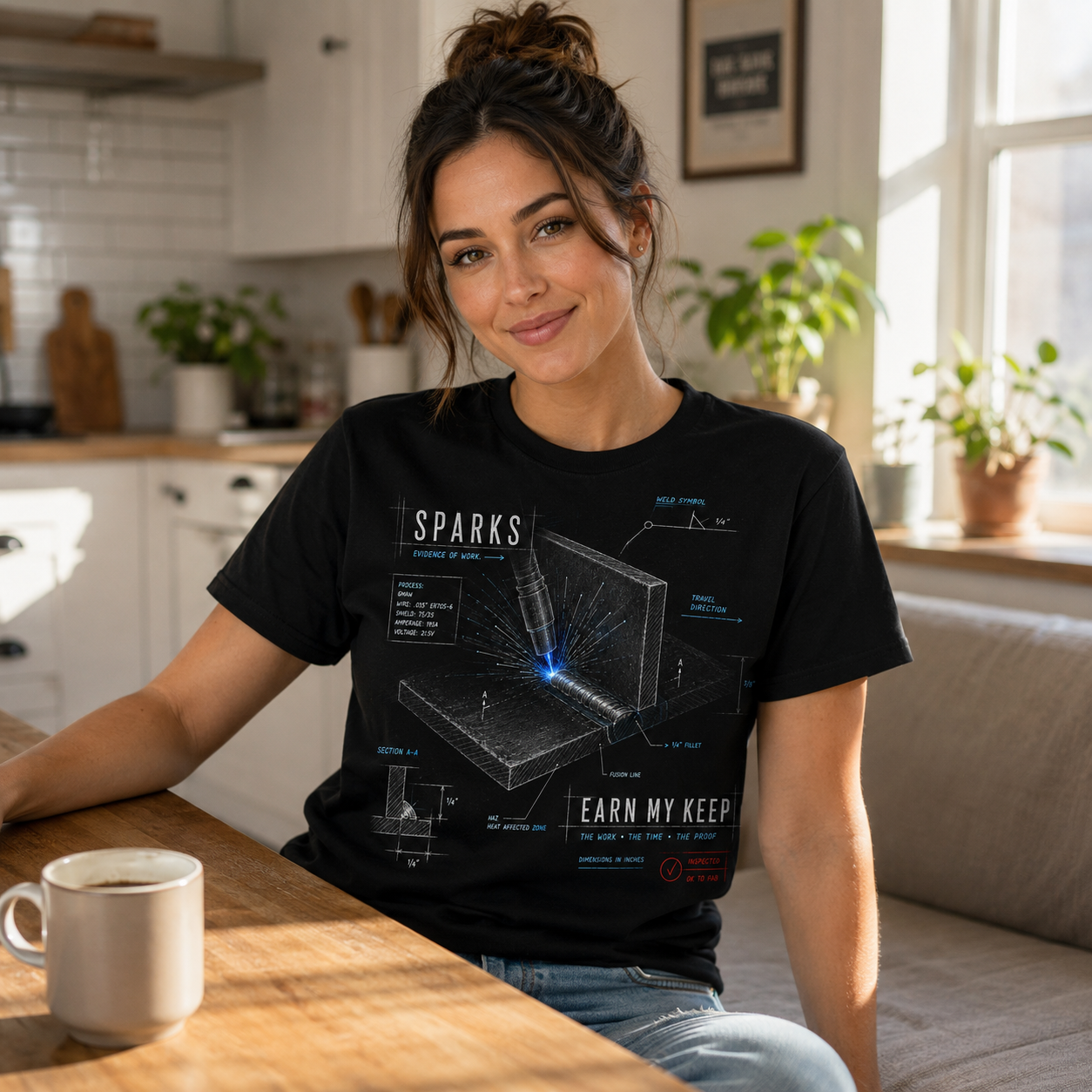 Sparks Blueprint Tee — "Earn My Keep"