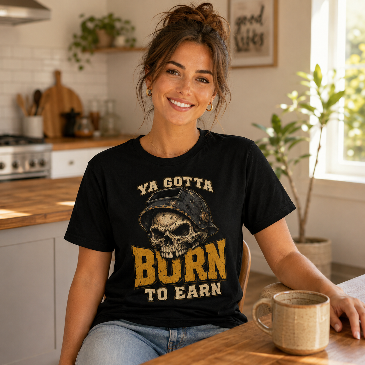 Burn to Earn Skull Tee