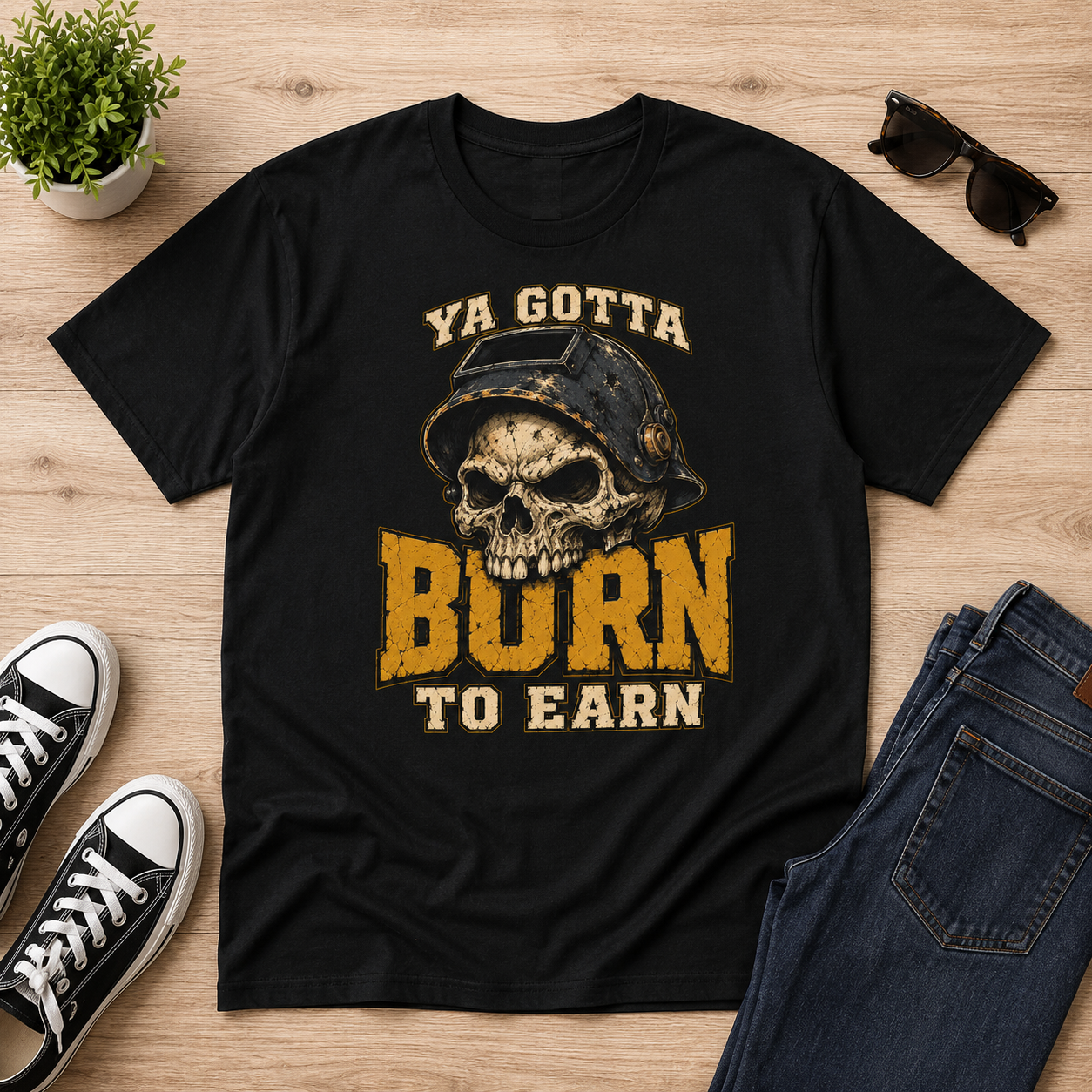 Burn to Earn Skull Tee