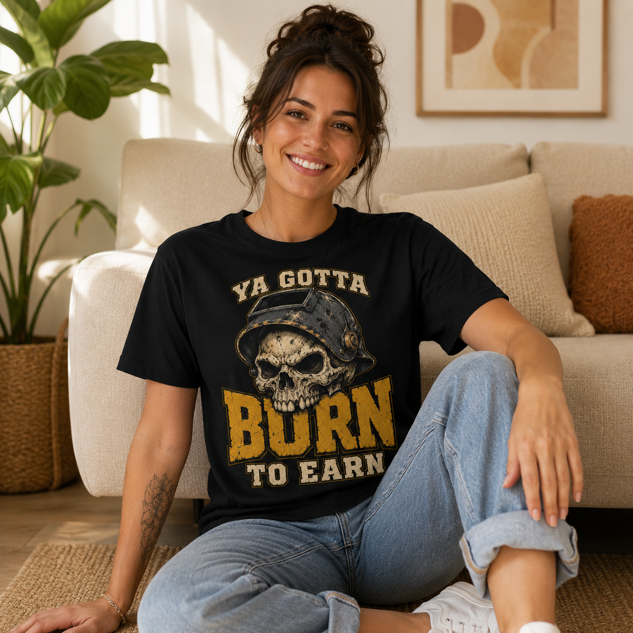 Burn to Earn Skull Tee