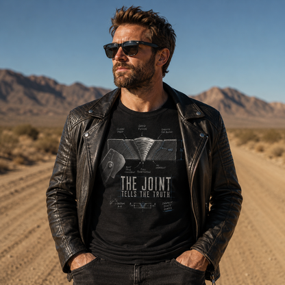 The Joint Tells the Truth tee | Anatomical Spine X-ray design
