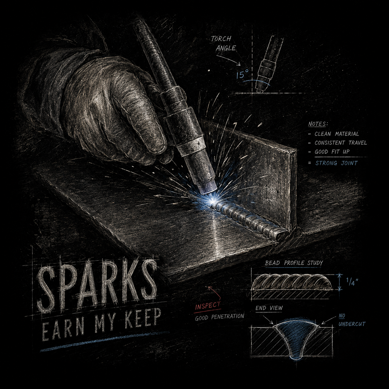Sparks Welding Tee — "Sparks Earn My Keep"
