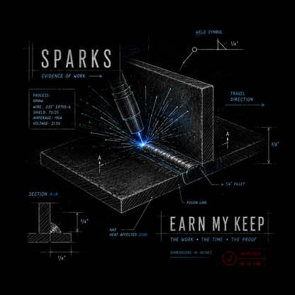 Sparks Blueprint Tee — "Earn My Keep"