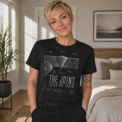 The Joint Tells the Truth tee | Anatomical Spine X-ray design
